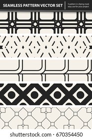 Abstract concept vector monochrome geometric pattern. Black and white minimal background. Creative illustration template. Seamless stylish texture. For wallpaper, surface, web design, textile, decor