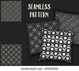 Abstract concept vector monochrome geometric pattern. Black and white minimal background. Creative illustration template. Seamless stylish texture. For wallpaper, surface, web design, textile, decor