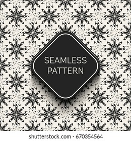 Abstract concept vector monochrome geometric pattern. Black and white minimal background. Creative illustration template. Seamless stylish texture. For wallpaper, surface, web design, textile, decor