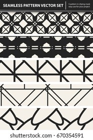 Abstract concept vector monochrome geometric pattern. Black and white minimal background. Creative illustration template. Seamless stylish texture. For wallpaper, surface, web design, textile, decor