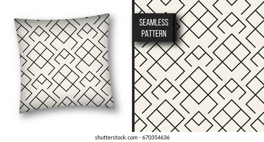 Abstract concept vector monochrome geometric pattern. Black and white minimal background. Creative illustration template. Seamless stylish texture. For wallpaper, surface, web design, textile, decor