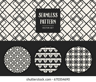 Abstract concept vector monochrome geometric pattern. Black and white minimal background. Creative illustration template. Seamless stylish texture. For wallpaper, surface, web design, textile, decor