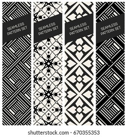 Abstract concept vector monochrome geometric pattern. Black and white minimal background. Creative illustration template. Seamless stylish texture. For wallpaper, surface, web design, textile, decor