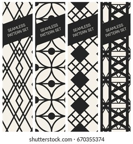 Abstract concept vector monochrome geometric pattern. Black and white minimal background. Creative illustration template. Seamless stylish texture. For wallpaper, surface, web design, textile, decor