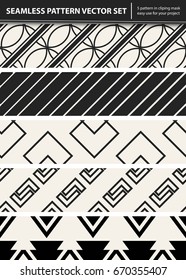 Abstract concept vector monochrome geometric pattern. Black and white minimal background. Creative illustration template. Seamless stylish texture. For wallpaper, surface, web design, textile, decor