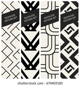 Abstract concept vector monochrome geometric pattern. Black and white minimal background. Creative illustration template. Seamless stylish texture. For wallpaper, surface, web design, textile, decor