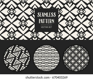 Abstract concept vector monochrome geometric pattern. Black and white minimal background. Creative illustration template. Seamless stylish texture. For wallpaper, surface, web design, textile, decor