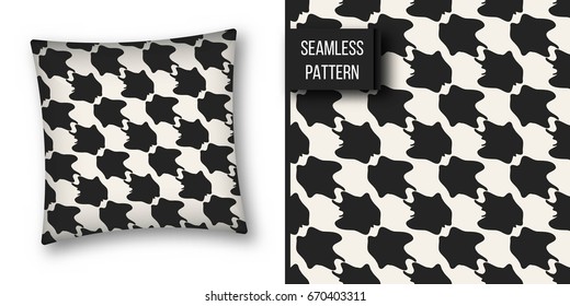 Abstract concept vector monochrome geometric pattern. Black and white minimal background. Creative illustration template. Seamless stylish texture. For wallpaper, surface, web design, textile, decor
