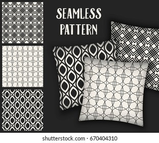 Abstract concept vector monochrome geometric pattern. Black and white minimal background. Creative illustration template. Seamless stylish texture. For wallpaper, surface, web design, textile, decor