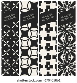 Abstract concept vector monochrome geometric pattern. Black and white minimal background. Creative illustration template. Seamless stylish texture. For wallpaper, surface, web design, textile, decor