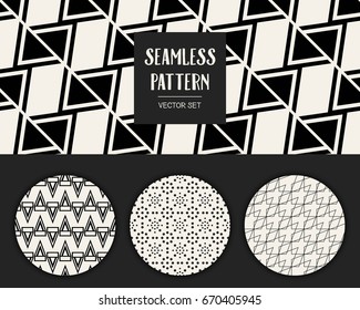 Abstract concept vector monochrome geometric pattern. Black and white minimal background. Creative illustration template. Seamless stylish texture. For wallpaper, surface, web design, textile, decor