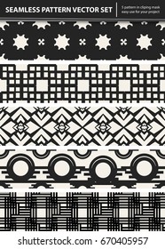 Abstract concept vector monochrome geometric pattern. Black and white minimal background. Creative illustration template. Seamless stylish texture. For wallpaper, surface, web design, textile, decor