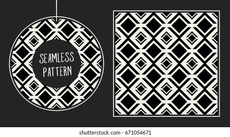Abstract concept vector monochrome geometric pattern. Black and white minimal background. Creative illustration template. Seamless stylish texture. For wallpaper, surface, web design, textile, decor