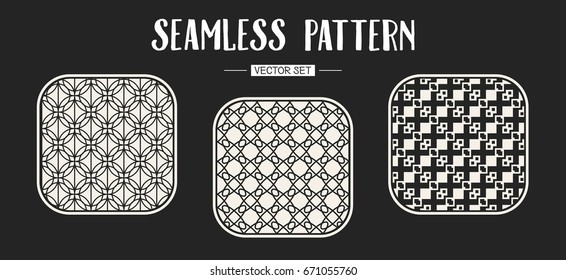 Abstract concept vector monochrome geometric pattern. Black and white minimal background. Creative illustration template. Seamless stylish texture. For wallpaper, surface, web design, textile, decor