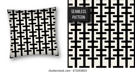 Abstract concept vector monochrome geometric pattern. Black and white minimal background. Creative illustration template. Seamless stylish texture. For wallpaper, surface, web design, textile, decor