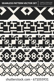 Abstract concept vector monochrome geometric pattern. Black and white minimal background. Creative illustration template. Seamless stylish texture. For wallpaper, surface, web design, textile, decor