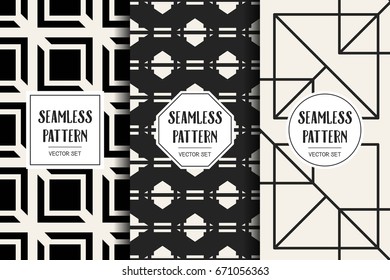 Abstract concept vector monochrome geometric pattern. Black and white minimal background. Creative illustration template. Seamless stylish texture. For wallpaper, surface, web design, textile, decor