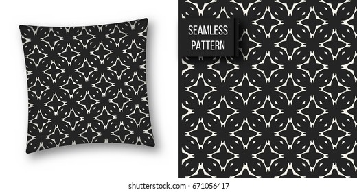 Abstract concept vector monochrome geometric pattern. Black and white minimal background. Creative illustration template. Seamless stylish texture. For wallpaper, surface, web design, textile, decor