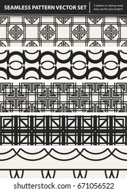 Abstract concept vector monochrome geometric pattern. Black and white minimal background. Creative illustration template. Seamless stylish texture. For wallpaper, surface, web design, textile, decor