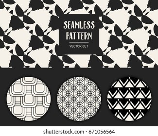 Abstract concept vector monochrome geometric pattern. Black and white minimal background. Creative illustration template. Seamless stylish texture. For wallpaper, surface, web design, textile, decor