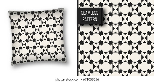 Abstract concept vector monochrome geometric pattern. Black and white minimal background. Creative illustration template. Seamless stylish texture. For wallpaper, surface, web design, textile, decor
