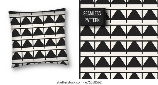 Abstract concept vector monochrome geometric pattern. Black and white minimal background. Creative illustration template. Seamless stylish texture. For wallpaper, surface, web design, textile, decor