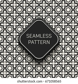 Abstract concept vector monochrome geometric pattern. Black and white minimal background. Creative illustration template. Seamless stylish texture. For wallpaper, surface, web design, textile, decor