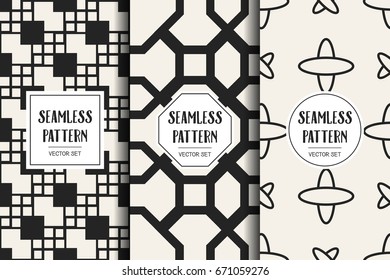 Abstract concept vector monochrome geometric pattern. Black and white minimal background. Creative illustration template. Seamless stylish texture. For wallpaper, surface, web design, textile, decor