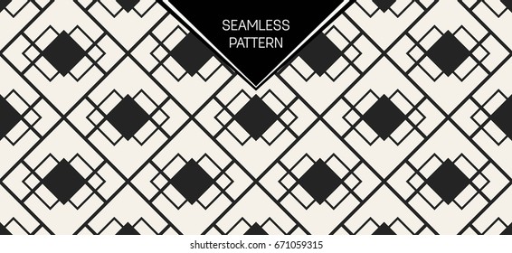 Abstract concept vector monochrome geometric pattern. Black and white minimal background. Creative illustration template. Seamless stylish texture. For wallpaper, surface, web design, textile, decor