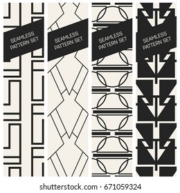 Abstract concept vector monochrome geometric pattern. Black and white minimal background. Creative illustration template. Seamless stylish texture. For wallpaper, surface, web design, textile, decor