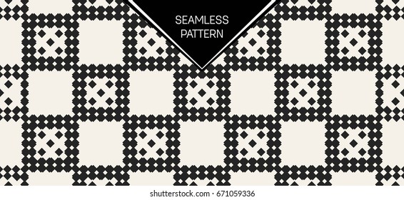 Abstract concept vector monochrome geometric pattern. Black and white minimal background. Creative illustration template. Seamless stylish texture. For wallpaper, surface, web design, textile, decor
