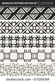 Abstract concept vector monochrome geometric pattern. Black and white minimal background. Creative illustration template. Seamless stylish texture. For wallpaper, surface, web design, textile, decor