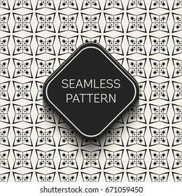 Abstract concept vector monochrome geometric pattern. Black and white minimal background. Creative illustration template. Seamless stylish texture. For wallpaper, surface, web design, textile, decor