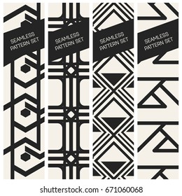 Abstract concept vector monochrome geometric pattern. Black and white minimal background. Creative illustration template. Seamless stylish texture. For wallpaper, surface, web design, textile, decor