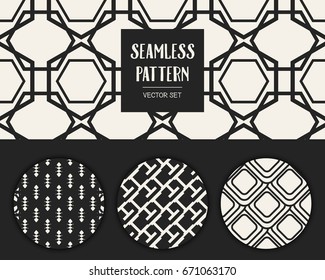 Abstract concept vector monochrome geometric pattern. Black and white minimal background. Creative illustration template. Seamless stylish texture. For wallpaper, surface, web design, textile, decor