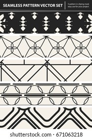 Abstract concept vector monochrome geometric pattern. Black and white minimal background. Creative illustration template. Seamless stylish texture. For wallpaper, surface, web design, textile, decor