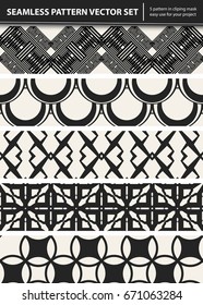 Abstract concept vector monochrome geometric pattern. Black and white minimal background. Creative illustration template. Seamless stylish texture. For wallpaper, surface, web design, textile, decor