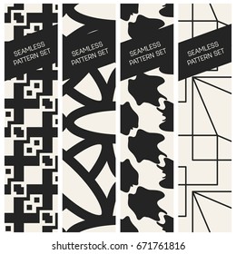 Abstract concept vector monochrome geometric pattern. Black and white minimal background. Creative illustration template. Seamless stylish texture. For wallpaper, surface, web design, textile, decor