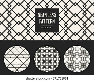 Abstract concept vector monochrome geometric pattern. Black and white minimal background. Creative illustration template. Seamless stylish texture. For wallpaper, surface, web design, textile, decor