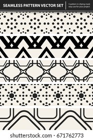 Abstract concept vector monochrome geometric pattern. Black and white minimal background. Creative illustration template. Seamless stylish texture. For wallpaper, surface, web design, textile, decor