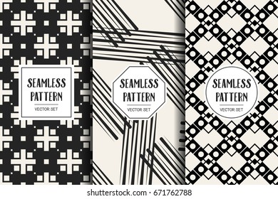 Abstract concept vector monochrome geometric pattern. Black and white minimal background. Creative illustration template. Seamless stylish texture. For wallpaper, surface, web design, textile, decor