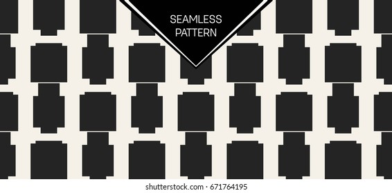 Abstract concept vector monochrome geometric pattern. Black and white minimal background. Creative illustration template. Seamless stylish texture. For wallpaper, surface, web design, textile, decor