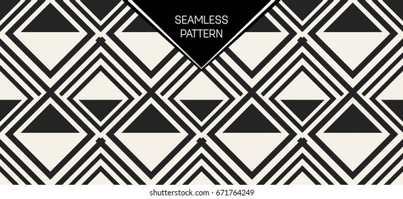 Abstract concept vector monochrome geometric pattern. Black and white minimal background. Creative illustration template. Seamless stylish texture. For wallpaper, surface, web design, textile, decor