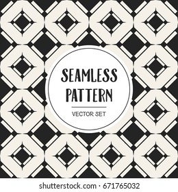 Abstract concept vector monochrome geometric pattern. Black and white minimal background. Creative illustration template. Seamless stylish texture. For wallpaper, surface, web design, textile, decor