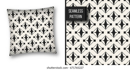Abstract concept vector monochrome geometric pattern. Black and white minimal background. Creative illustration template. Seamless stylish texture. For wallpaper, surface, web design, textile, decor