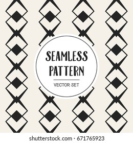 Abstract concept vector monochrome geometric pattern. Black and white minimal background. Creative illustration template. Seamless stylish texture. For wallpaper, surface, web design, textile, decor
