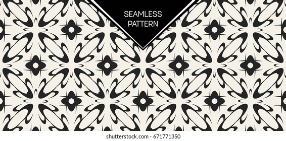 Abstract concept vector monochrome geometric pattern. Black and white minimal background. Creative illustration template. Seamless stylish texture. For wallpaper, surface, web design, textile, decor