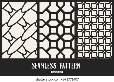 Abstract concept vector monochrome geometric pattern. Black and white minimal background. Creative illustration template. Seamless stylish texture. For wallpaper, surface, web design, textile, decor
