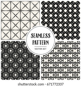 Abstract concept vector monochrome geometric pattern. Black and white minimal background. Creative illustration template. Seamless stylish texture. For wallpaper, surface, web design, textile, decor