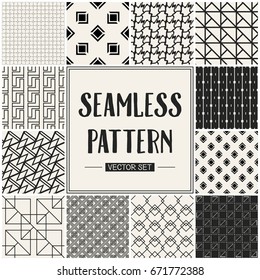 Abstract concept vector monochrome geometric pattern. Black and white minimal background. Creative illustration template. Seamless stylish texture. For wallpaper, surface, web design, textile, decor